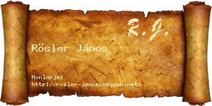 Rösler János névjegykártya